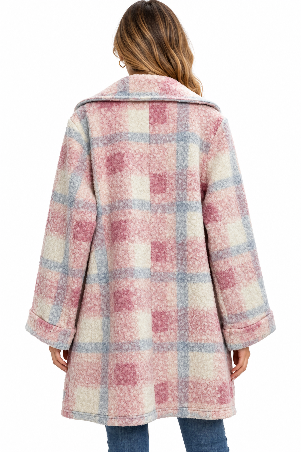Women's Collar Single button Light Pink Jacket Coat