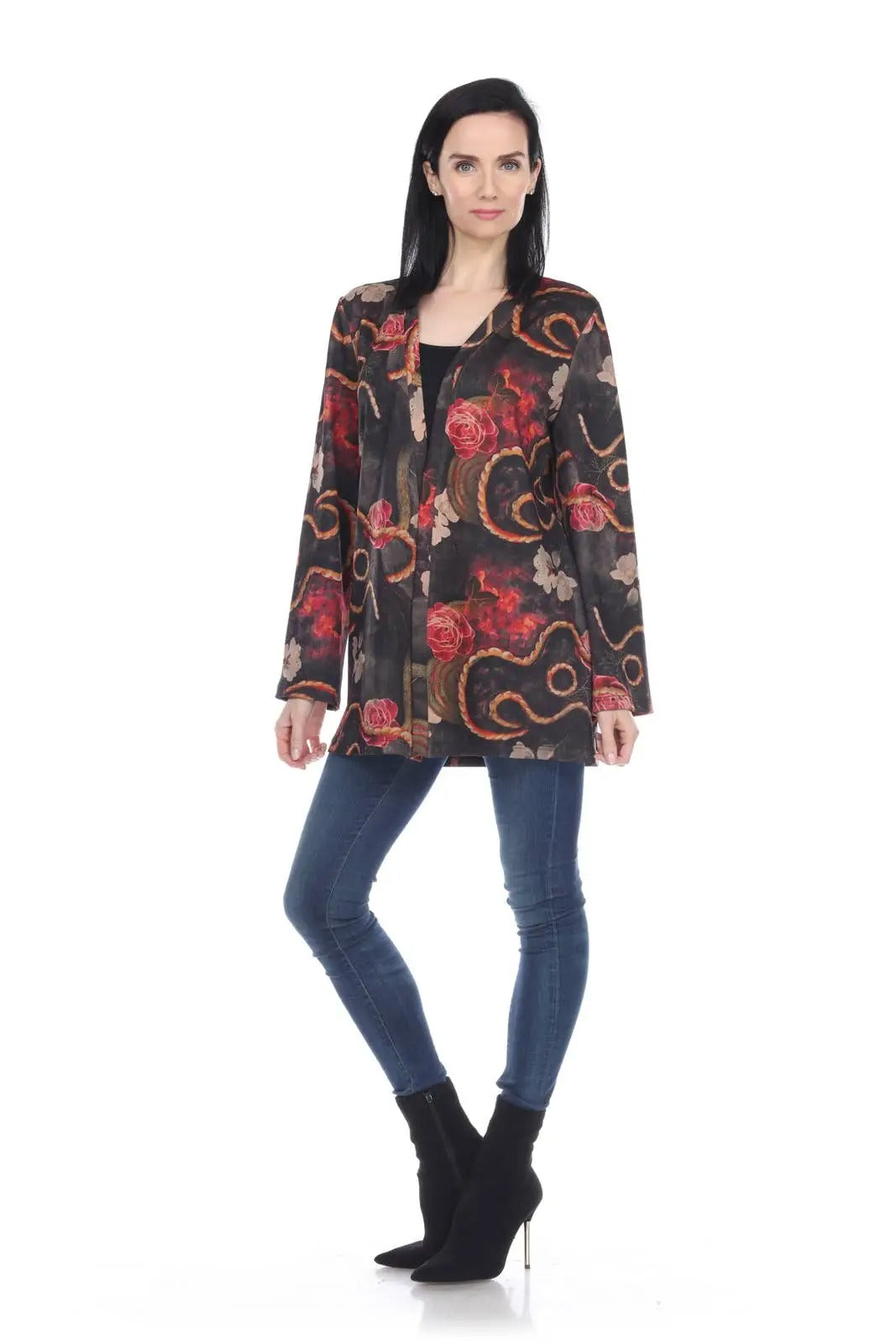 Women's Floral Patterned Open Front Cardigan