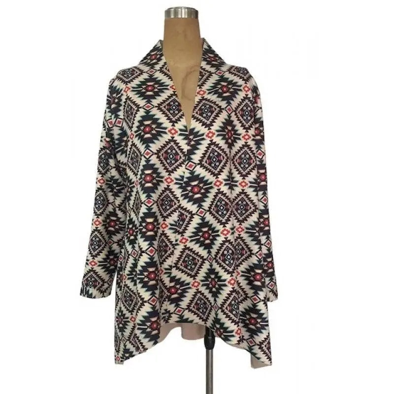 Women's Geometric Aztec Print Open Front Cardigan