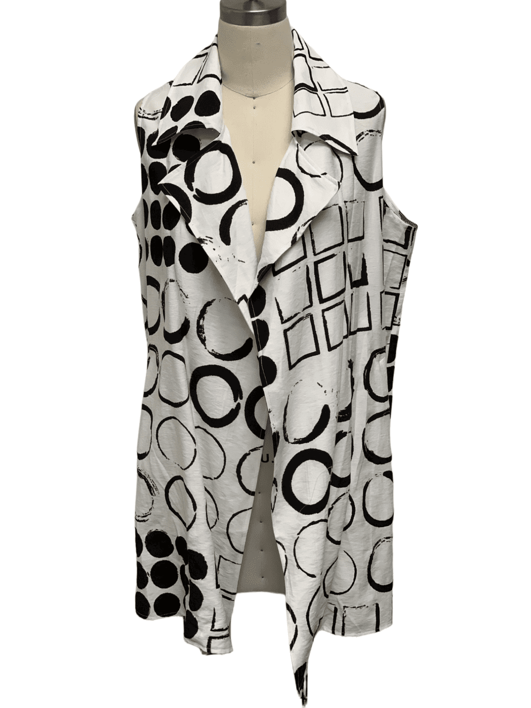 Women's Abstract Print Open Front Vest Cardigan