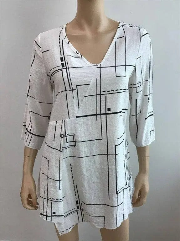 Women's Abstract Line Print Tunic Top