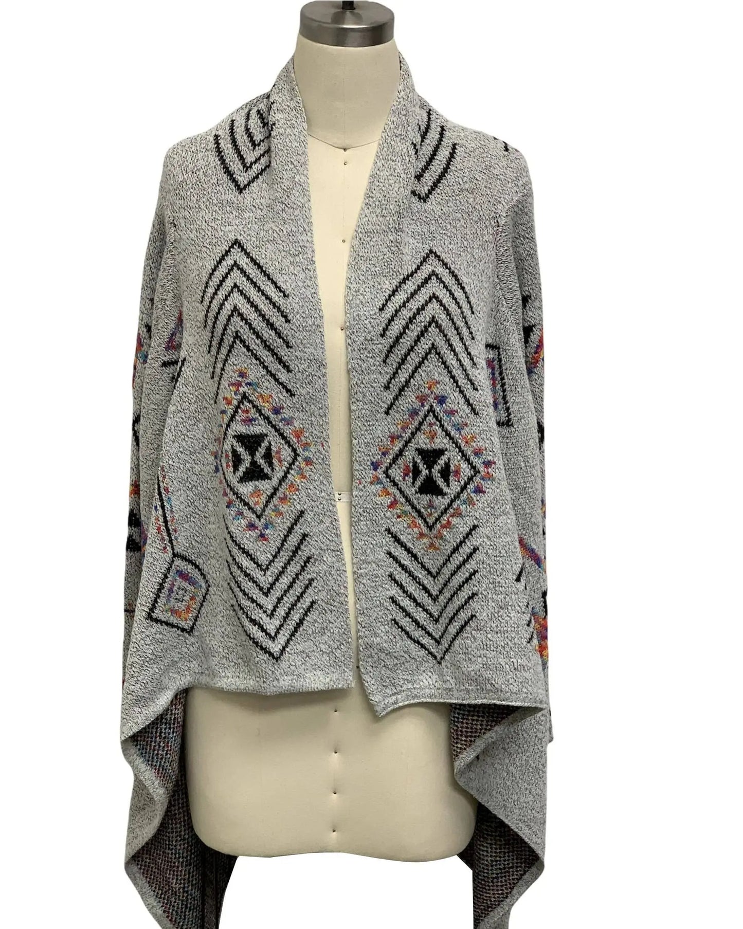 Women's Geometric Patterned Open Front Cardigan