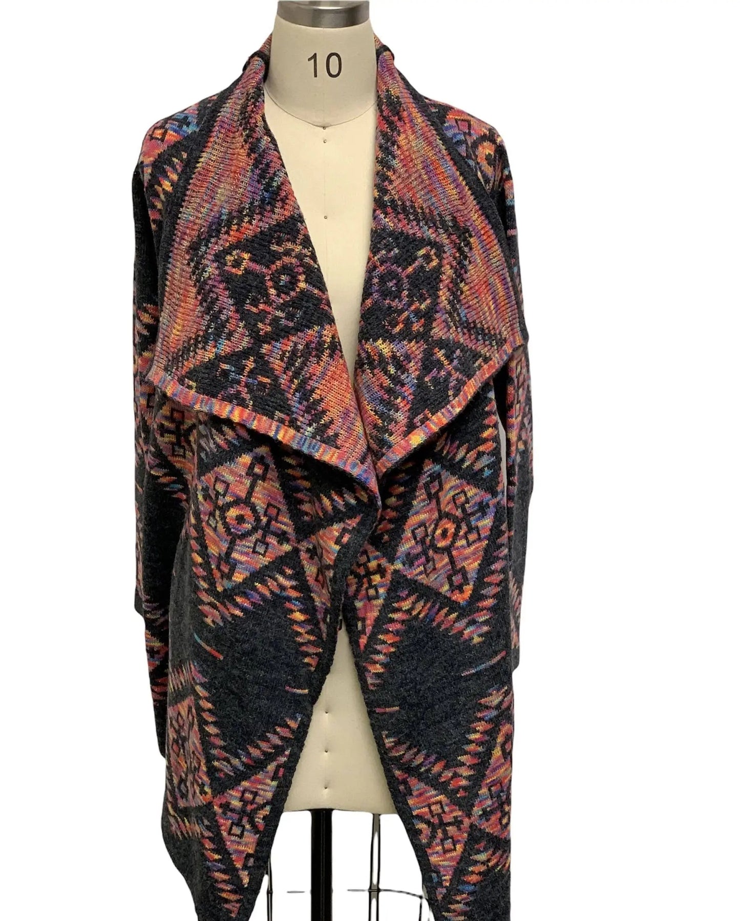 Women's Geometric Pattern Open Front Cardigan
