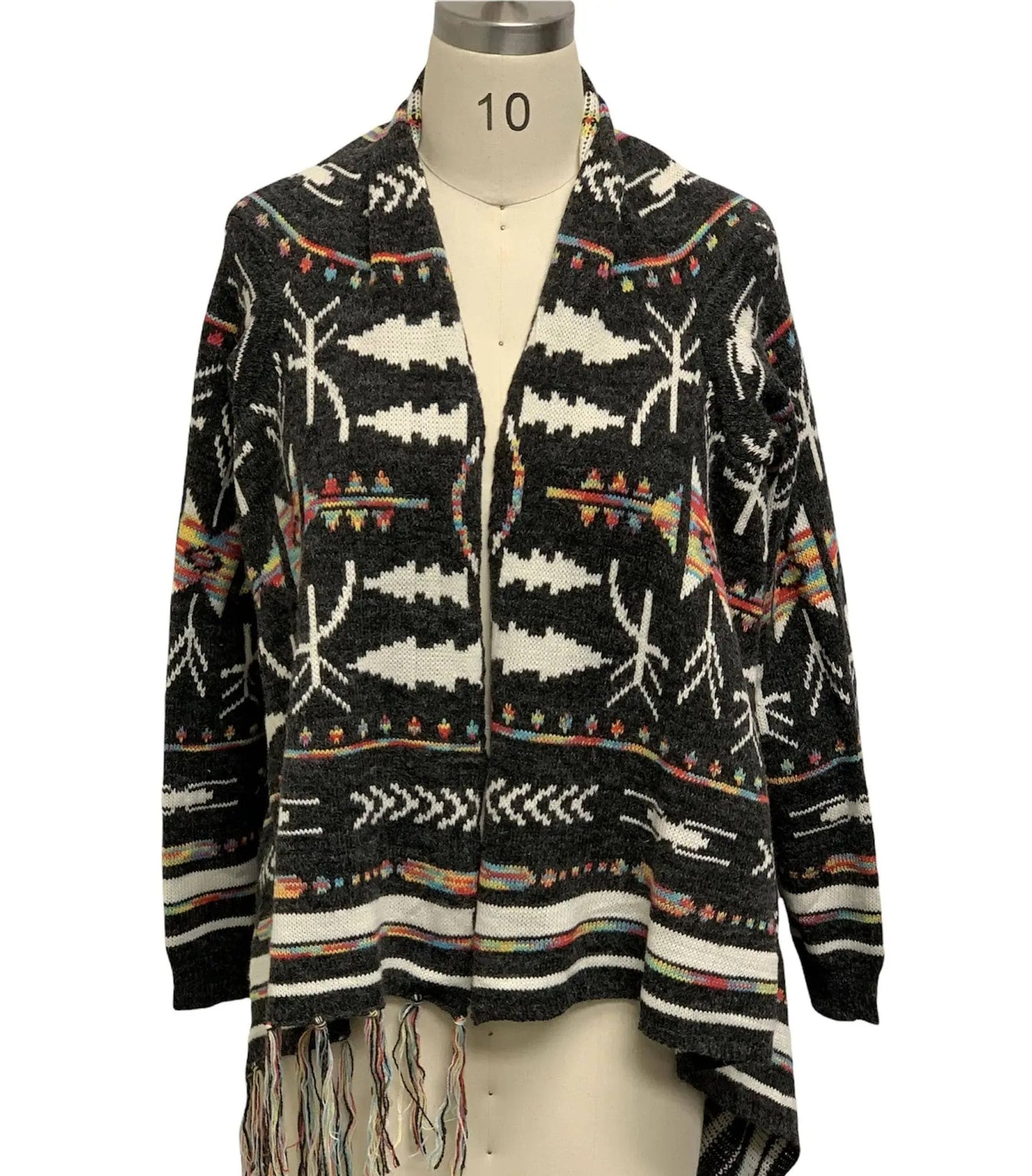 Women's Fair Isle Cardigan with Fringe Trim