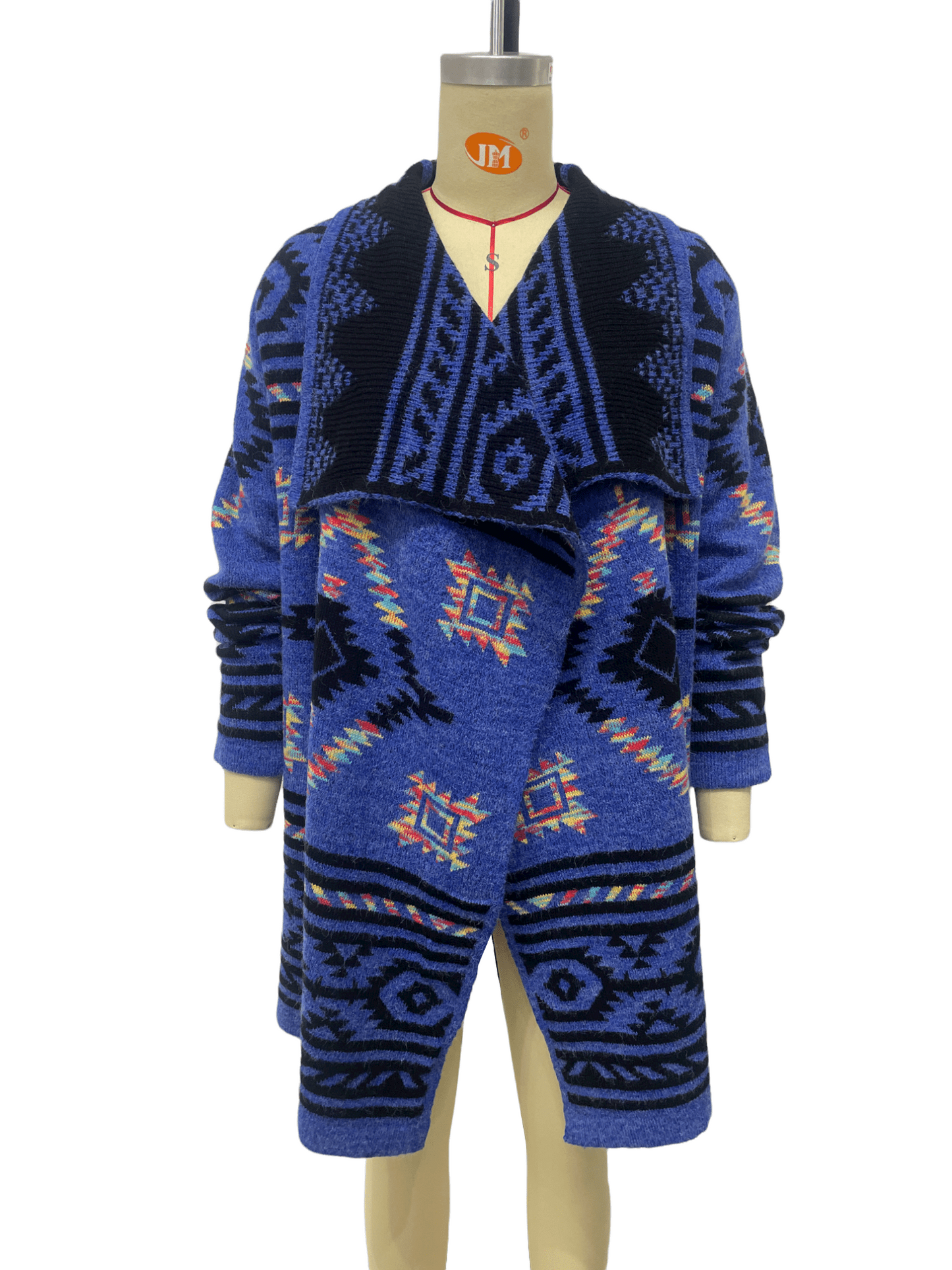 Women's Geometric Patterned Cardigan and Shorts Set