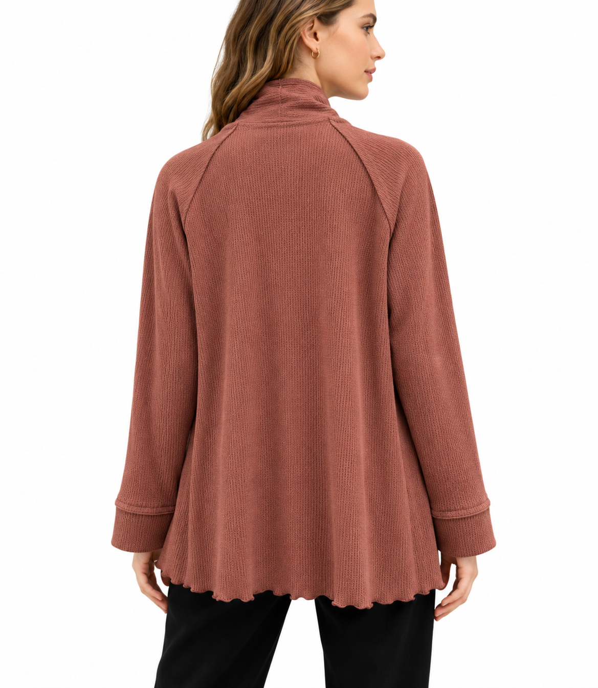 Women's brown interlock stich two Jacket Cardigan