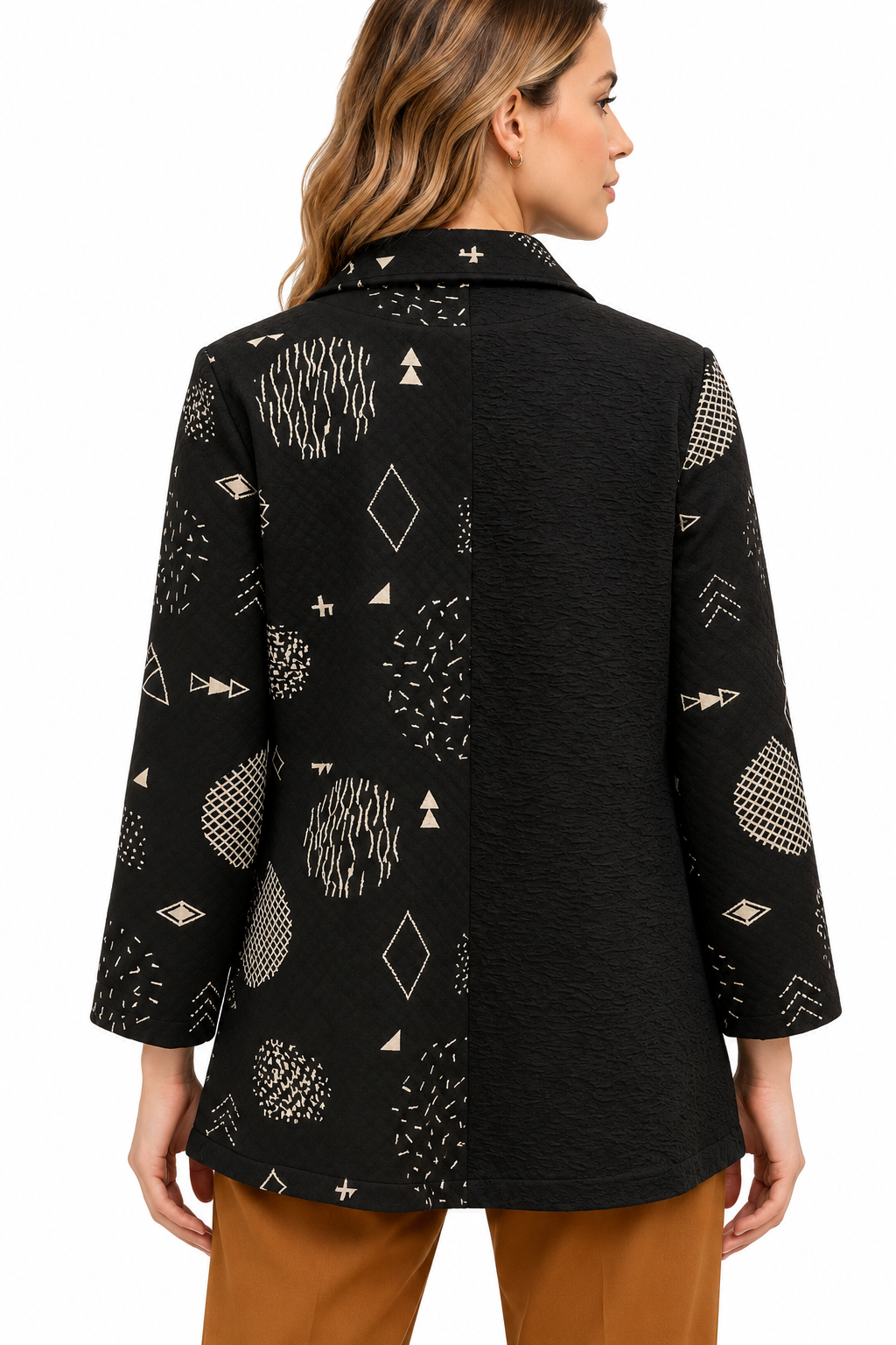 Women's Black and white cloud three button Jacket
