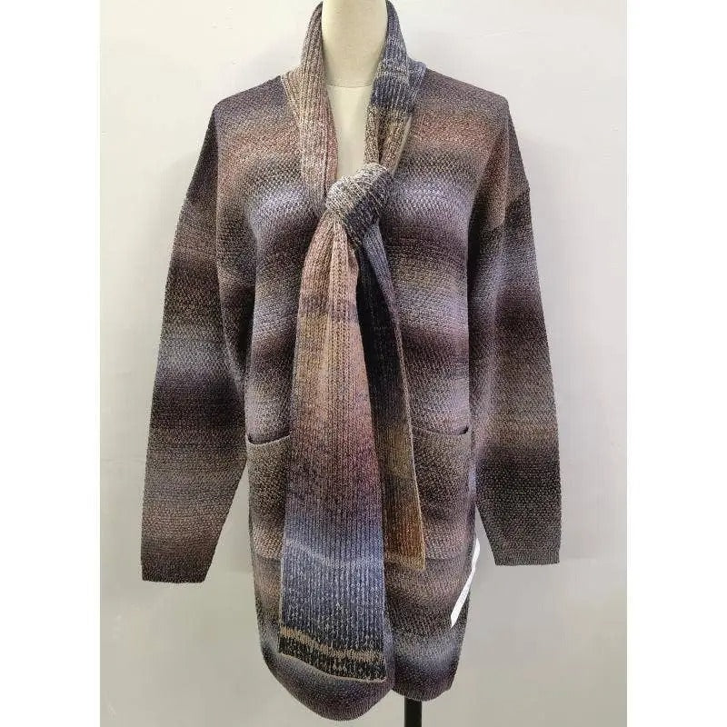 Women's Ombre Knit Cardigan with Tie Front
