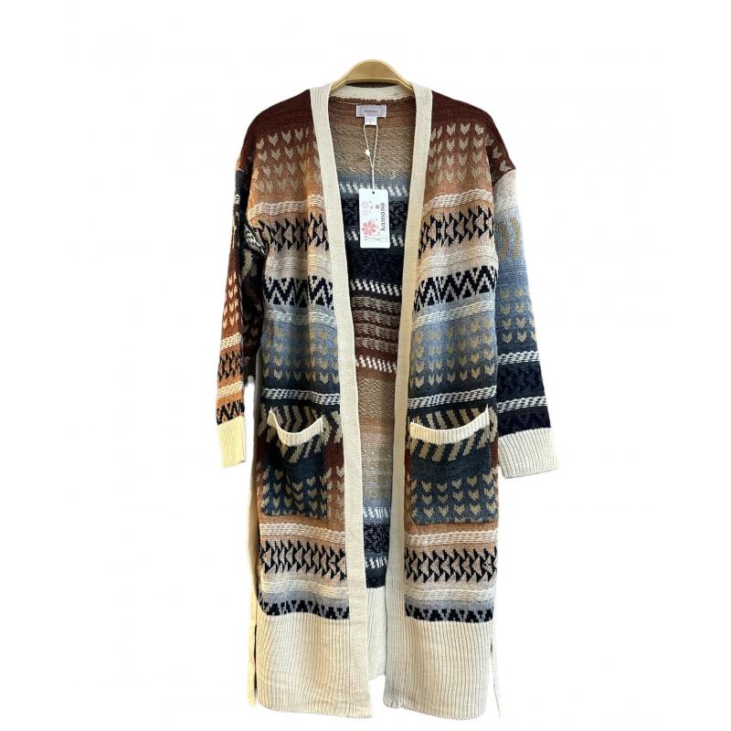 Women's Cali Mountain Ombre Belt Open Front Cardigan