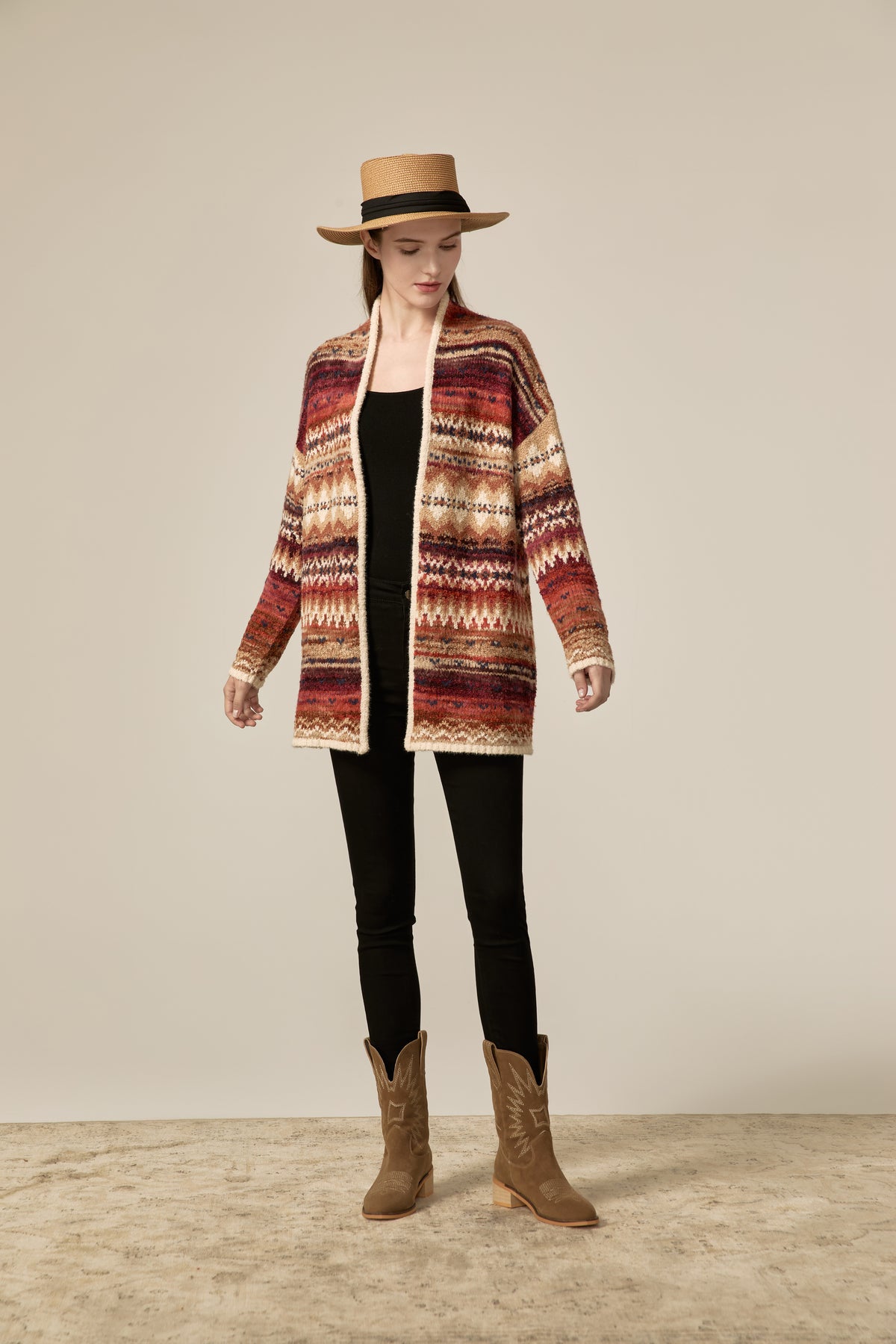 Women's Rust Orange open front sweater cardigan