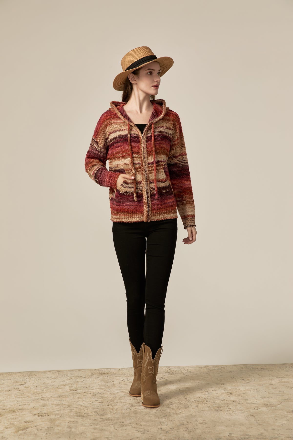 Women's Rust Tomato super soft hood sweater Jacket