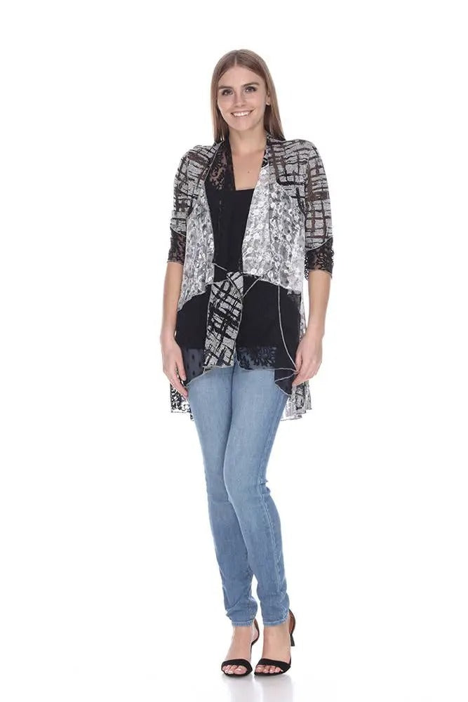 Women's Patchwork Print Open Front Cardigan