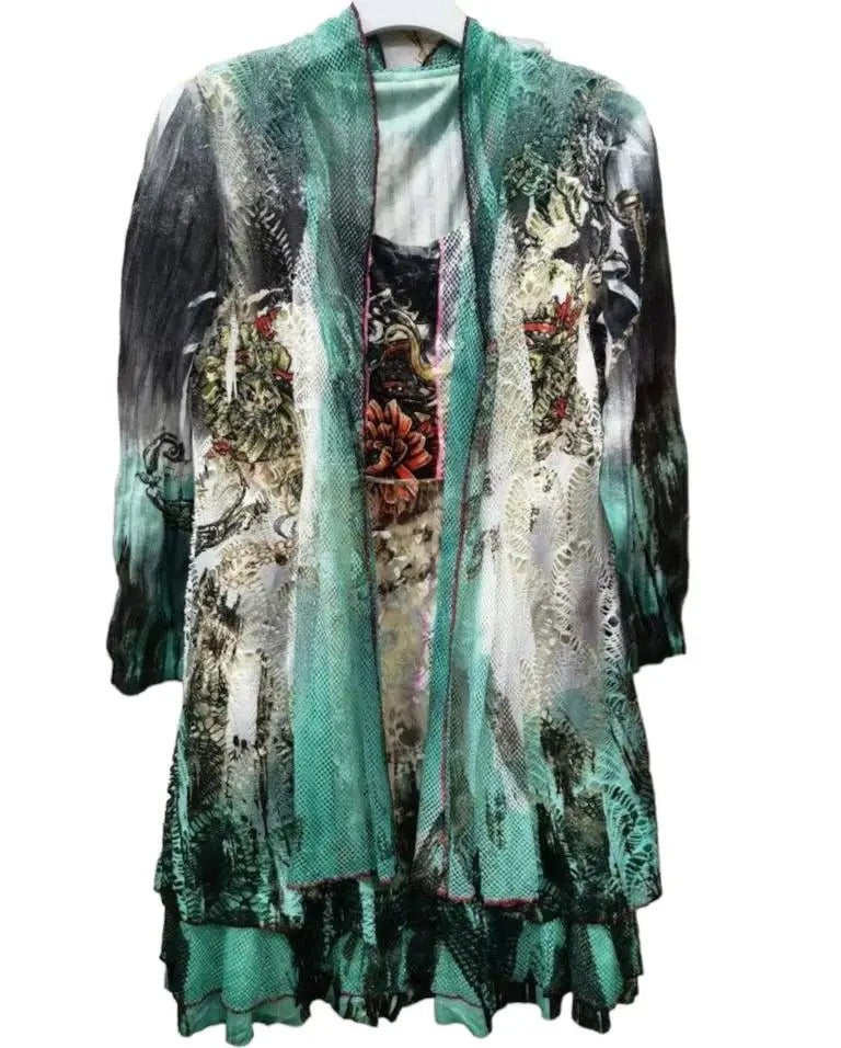 Women's Floral Patchwork Tunic with Layered Skirt