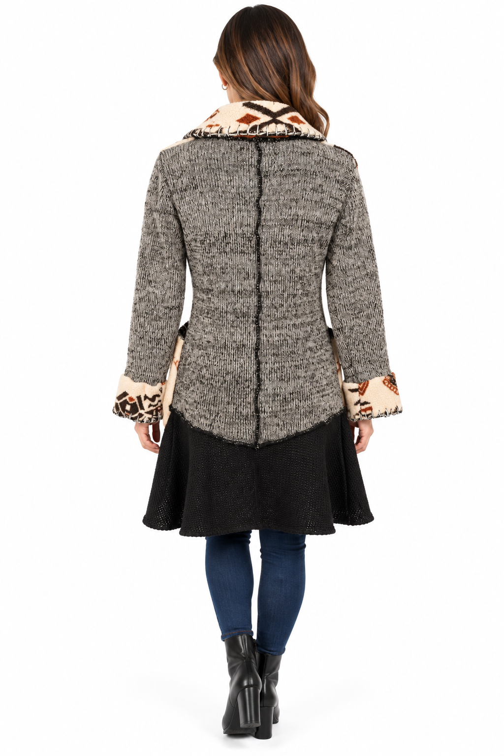 Women's Black and grey patch with Aztec Jacket Coat