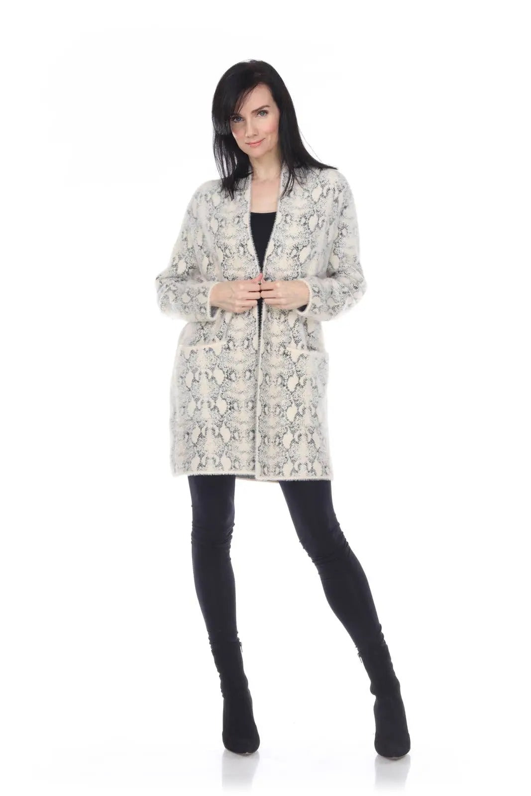 Women's Snake Print Open Front Cardigan