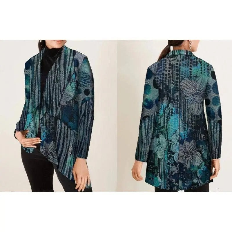Women's Patchwork Print Open Front Cardigan