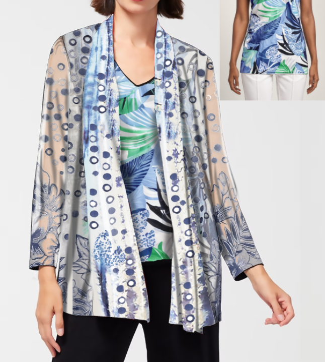 Women's Abstract Print Open Front Cardigan