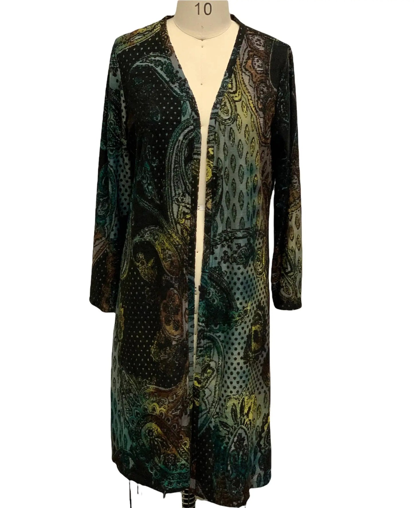 Women's Paisley Print Open Front Cardigan