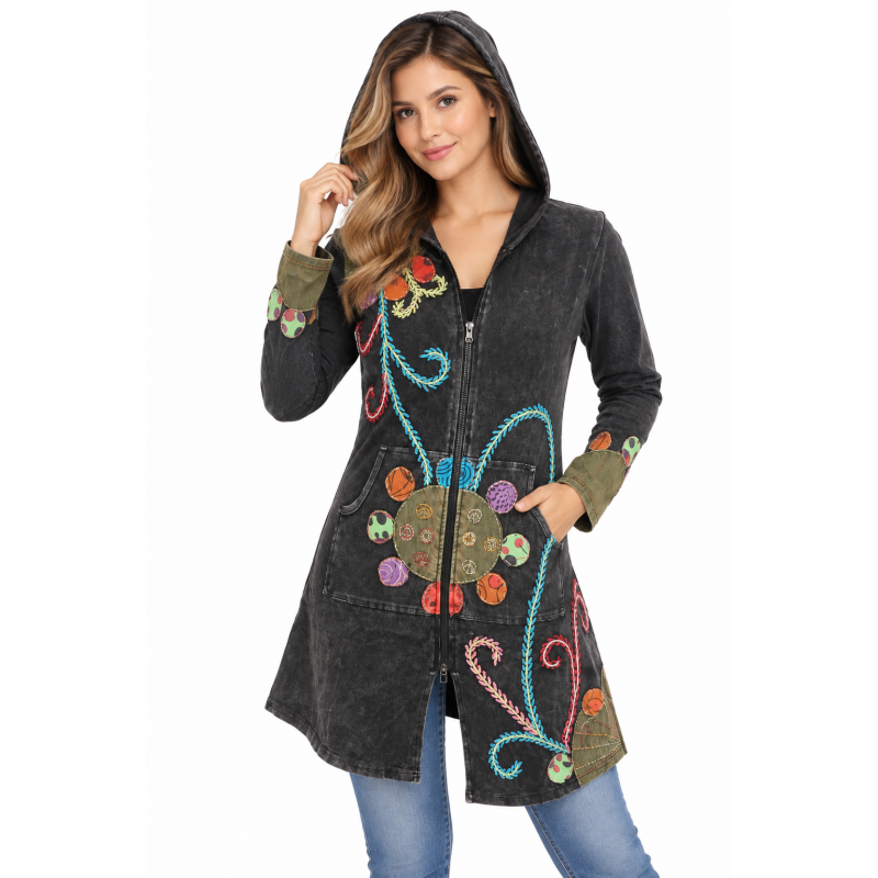 Cotton Embroidered Long Jacket LCD621