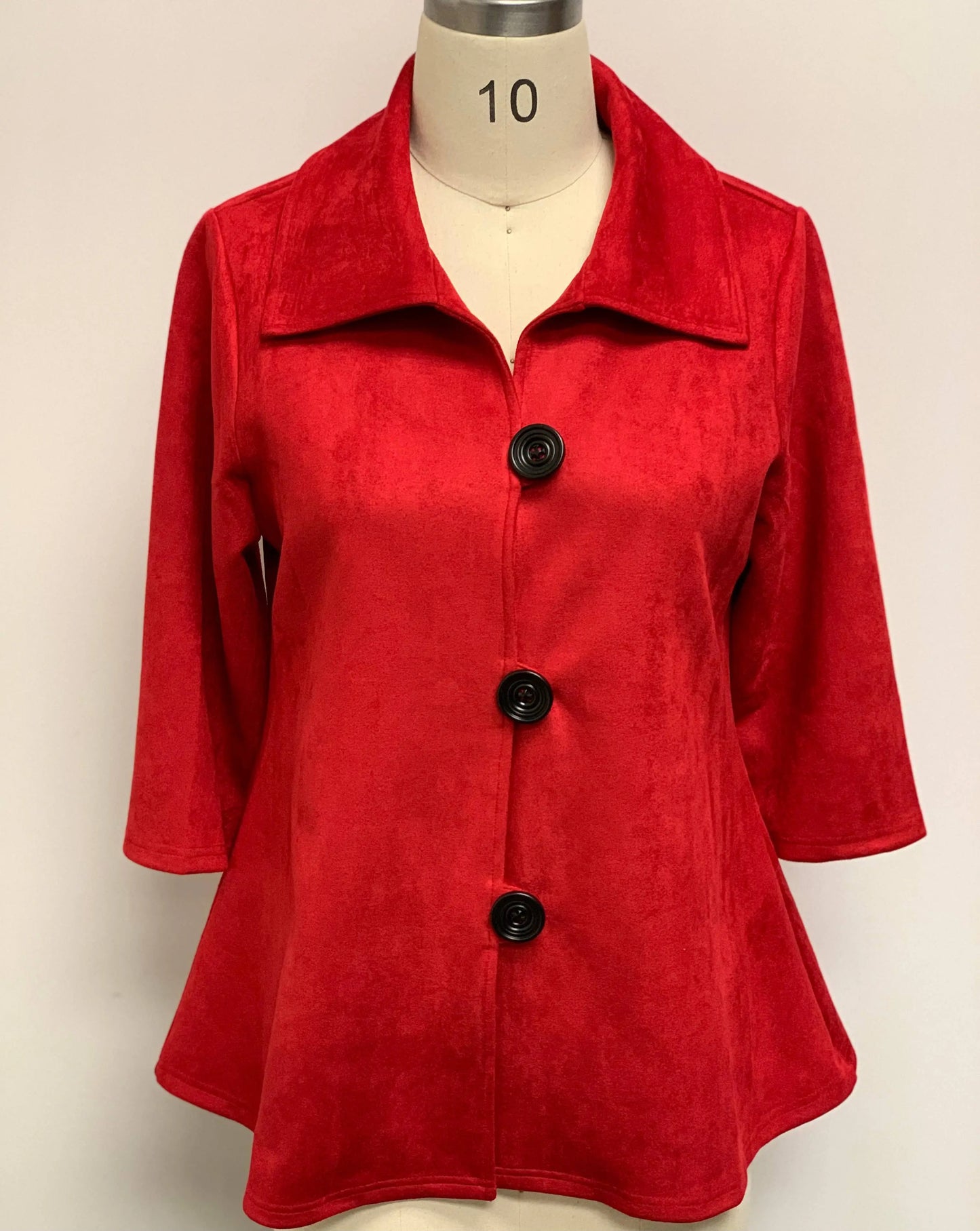 Women's Red Wool Blend Button-Front Coat