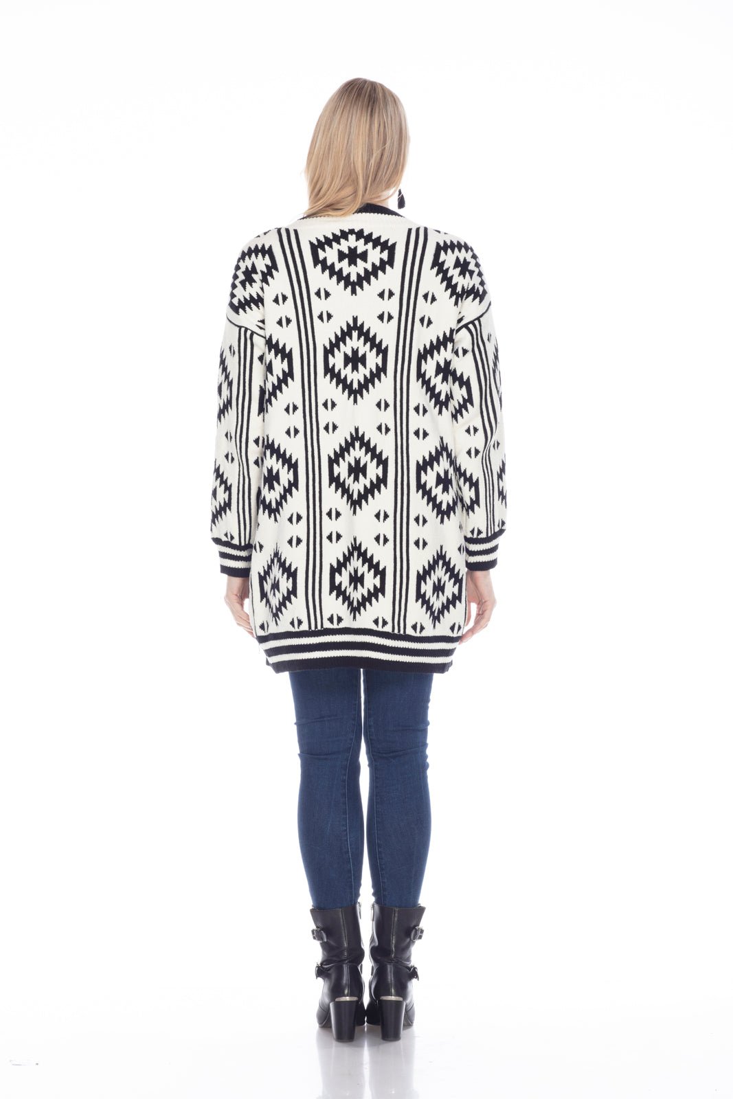Geometric Aztec Cardigan Sweater - Kamana