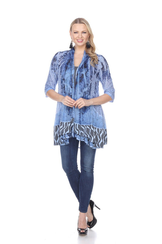 Open Front Rose Blue Cardigan - Kamana Clothing