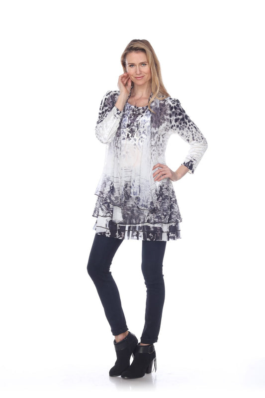 Burnout Animal Print One Piece Tunic Cardigan Set - Kamana Clothing