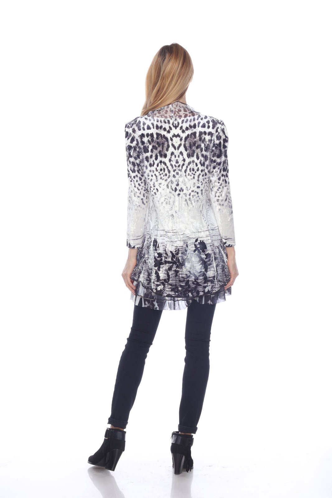 Burnout Animal Print One Piece Tunic Cardigan Set - Kamana Clothing