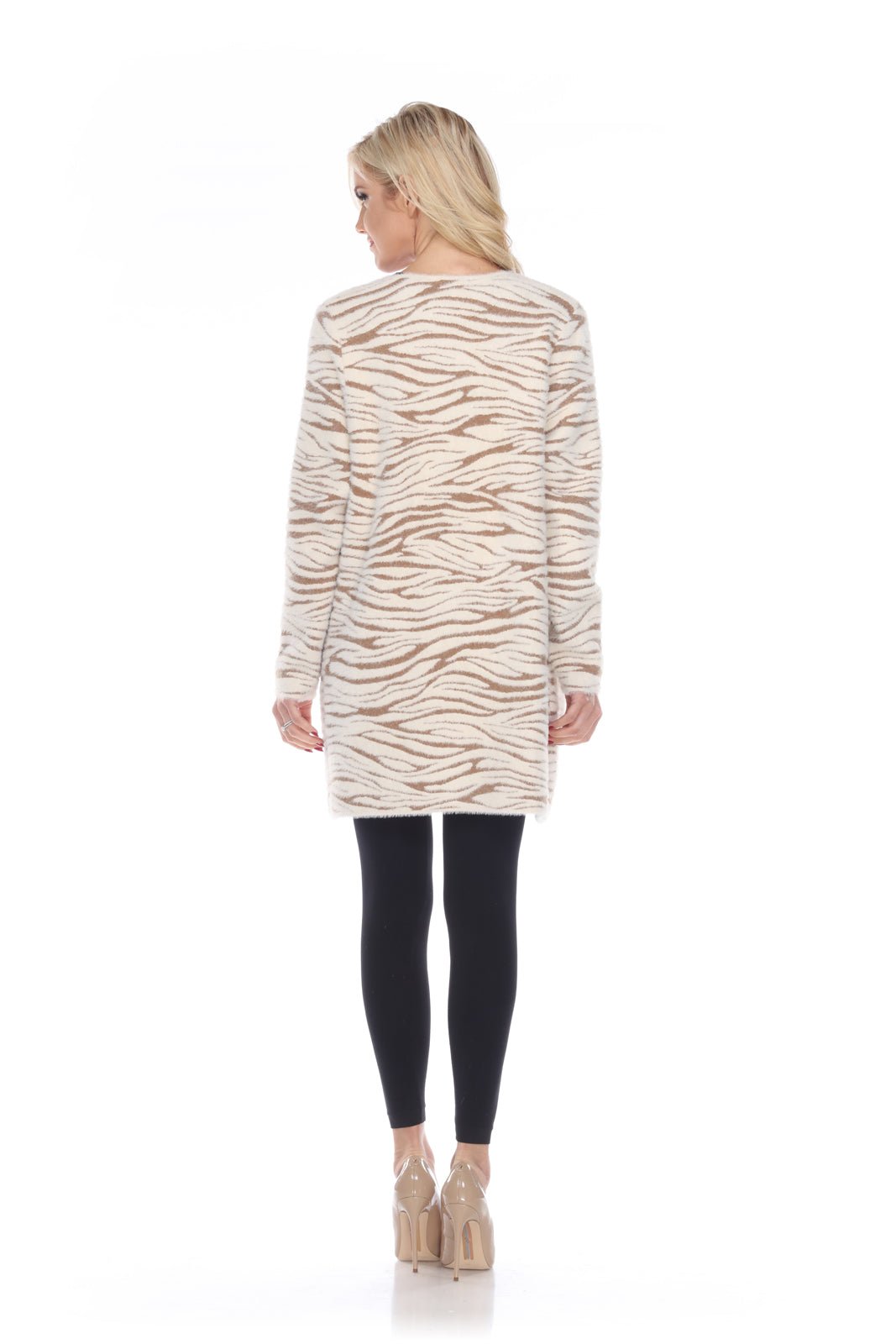 Tiger Ribbed Knit Open Sweater - Kamana Clothing