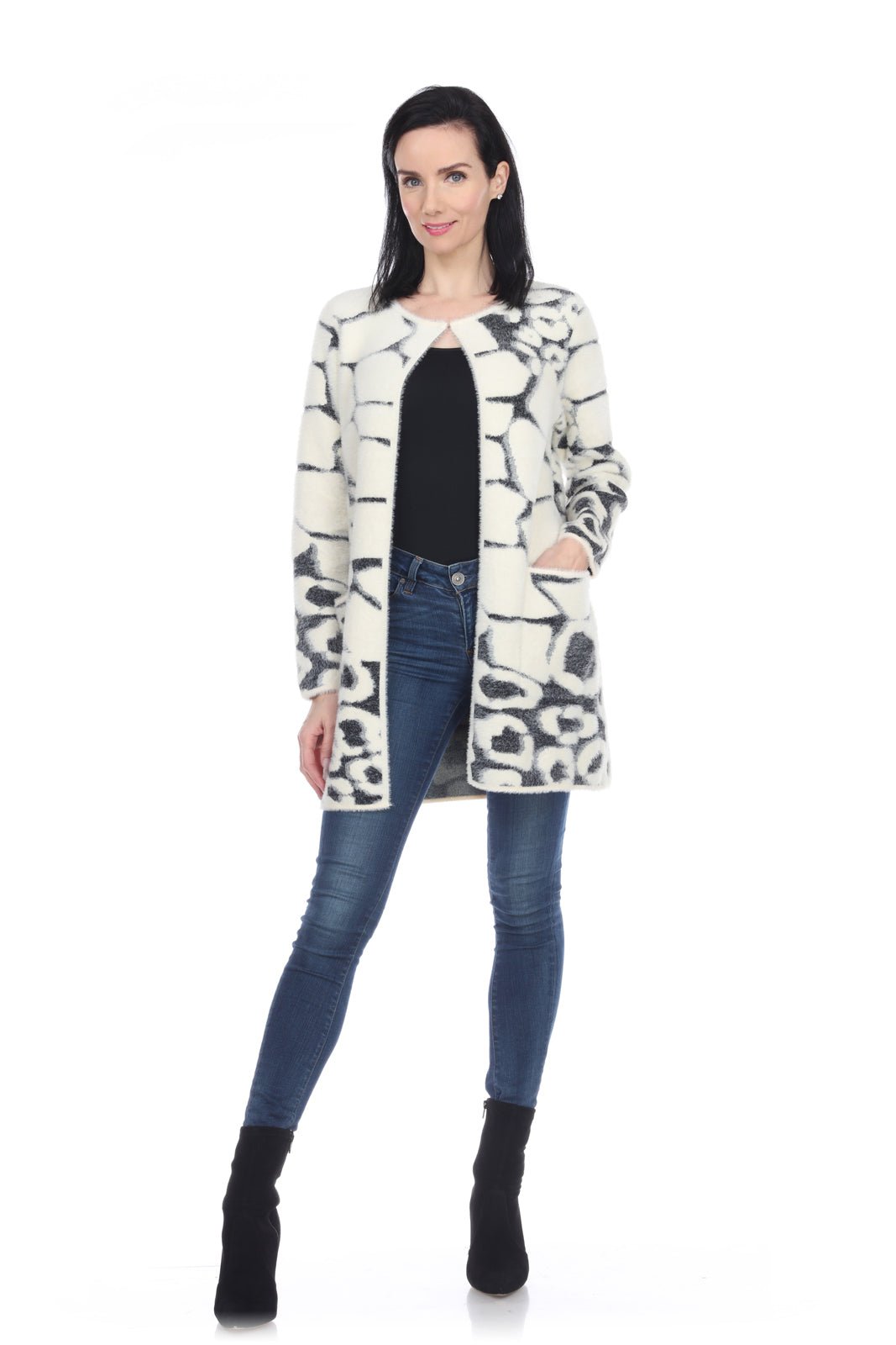 Marble Open Front Sweater - Kamana Clothing