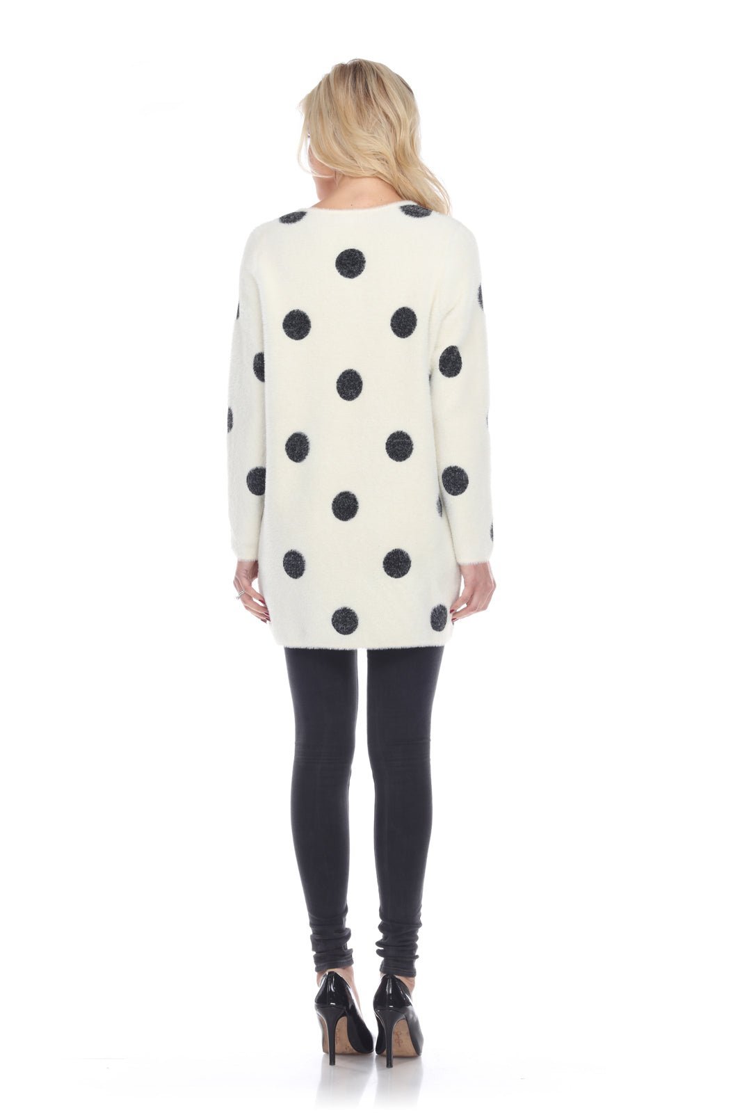 Polka Dot Knit Open Sweater - Kamana
