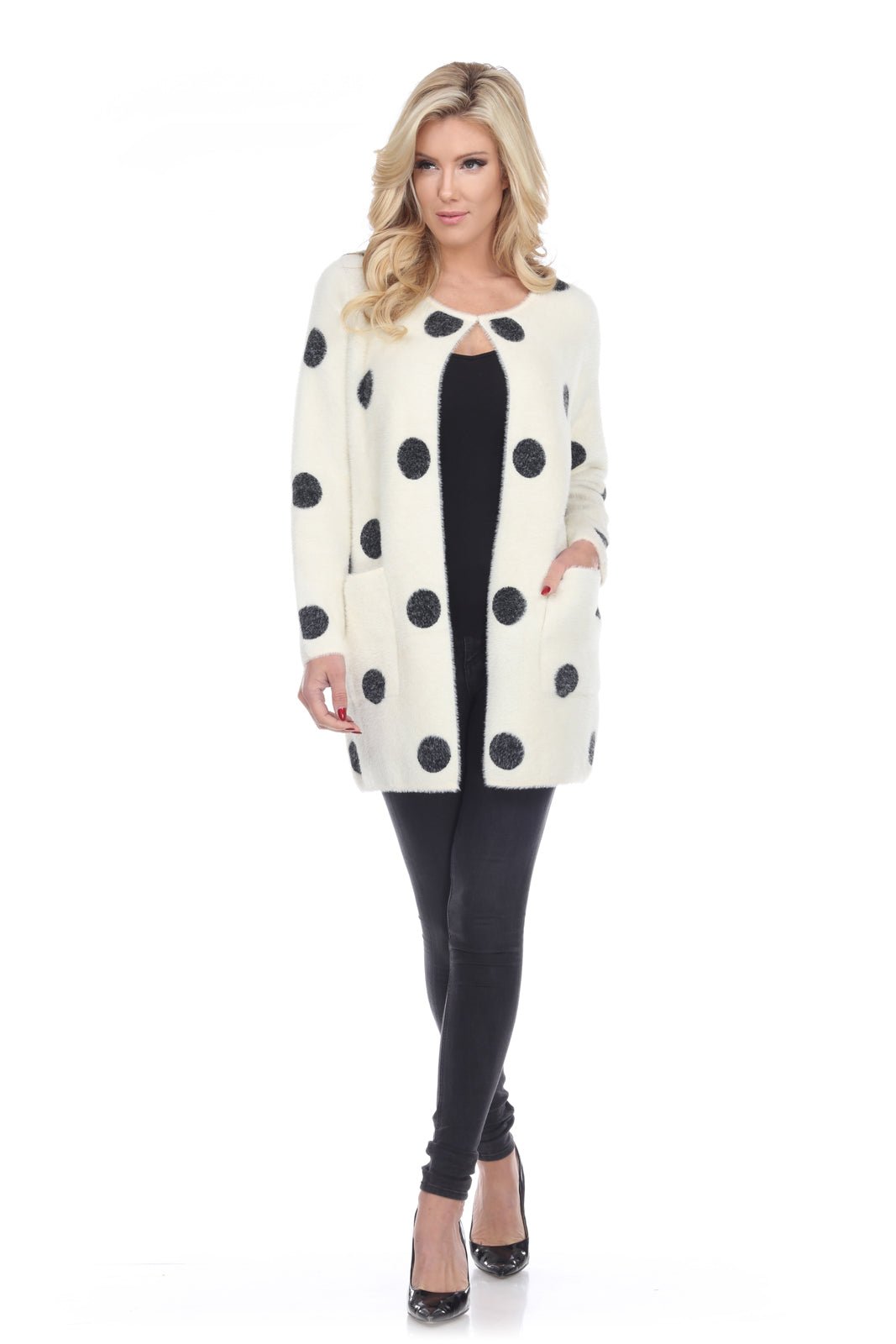 Polka Dot Knit Open Sweater - Kamana
