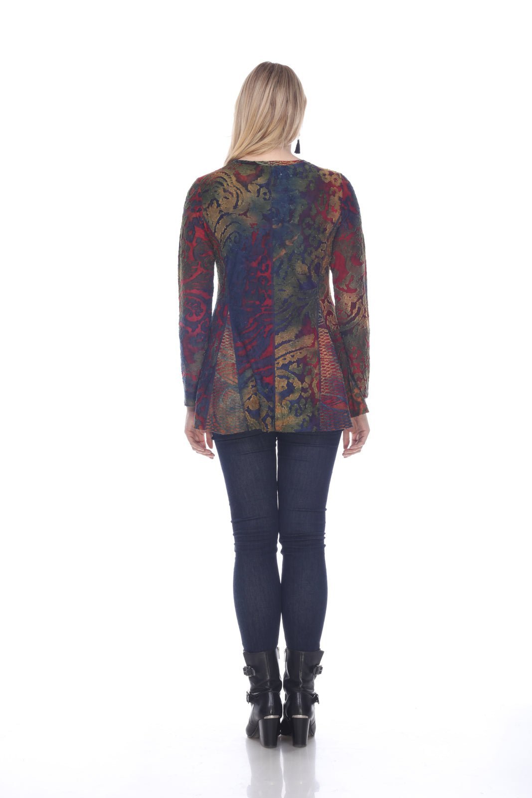 V-Neck L/S Multi Print Pullover Tunic - Kamana