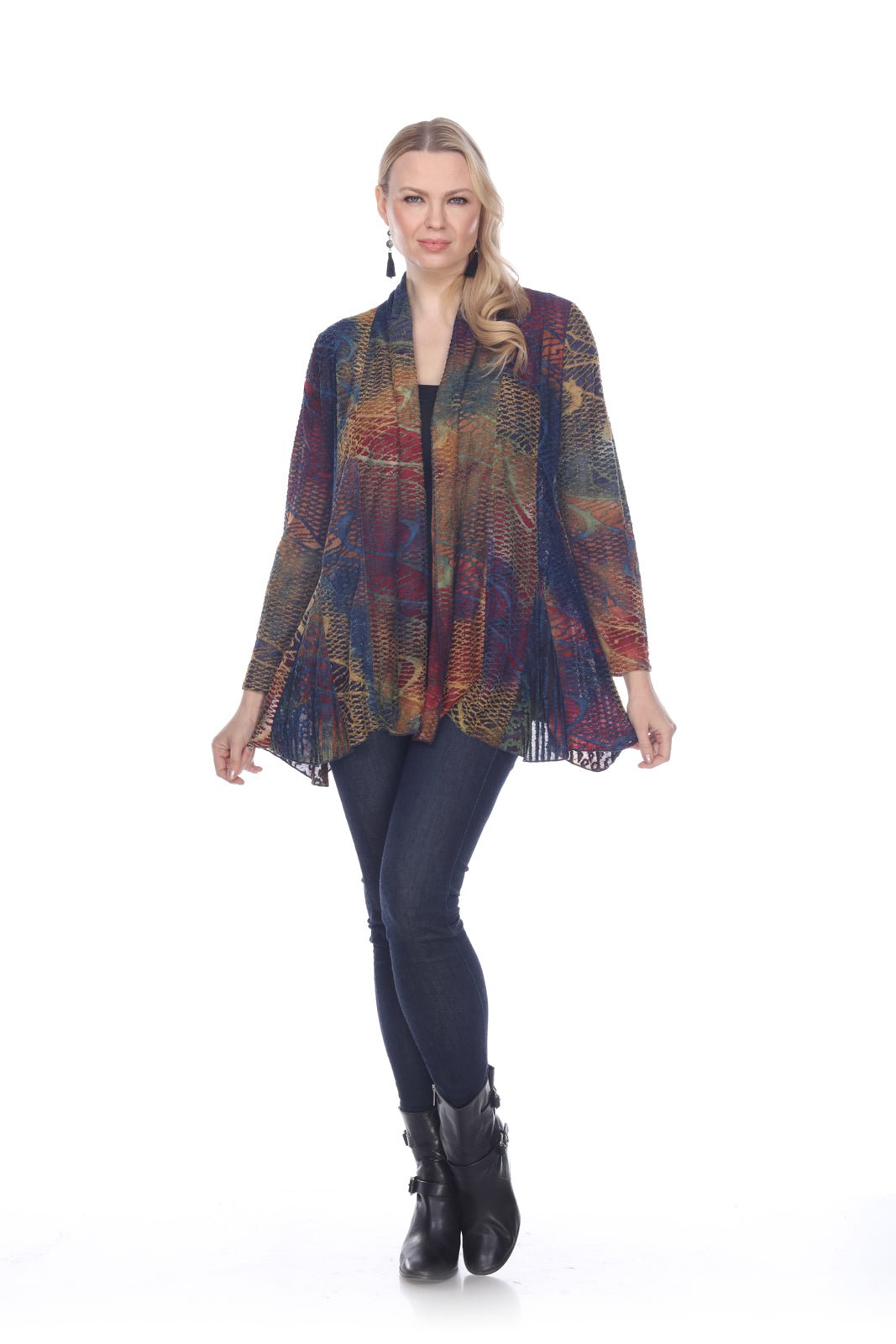 Light Weight Multi Patch Razor Print Cardigan - Kamana Clothing