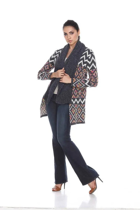 Women's Fair Isle Patterned Open Front Cardigan