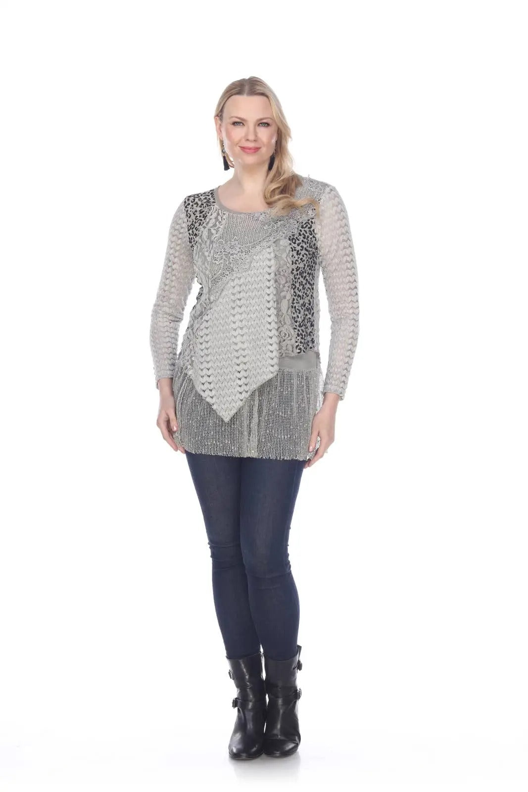 Women's Mixed Pattern Knit Tunic Sweater