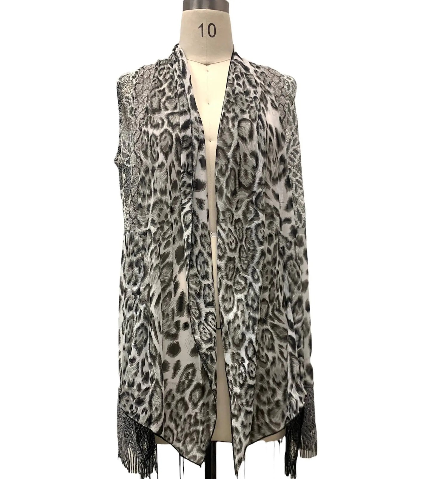 Women's Leopard Print Fringe Poncho Vest