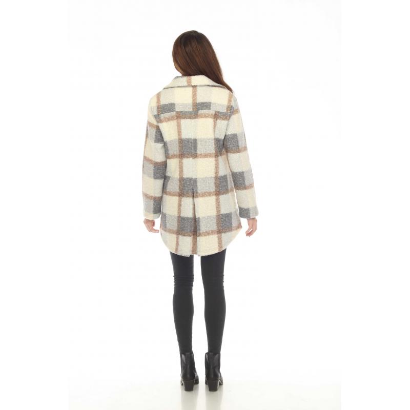 Women's Multi Plaid Brown Three button coat KBS24785