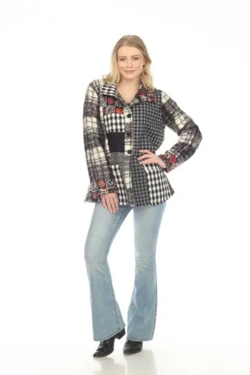 Women's Mixed Pattern Button-Front Coat