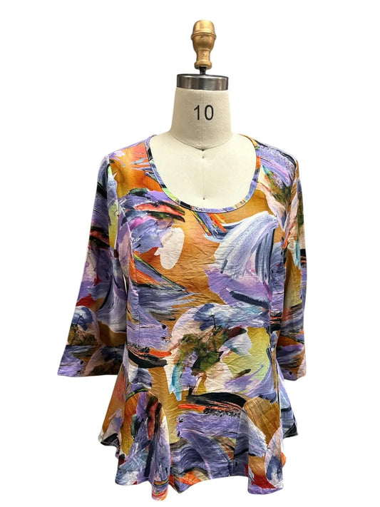Women's Colorful Abstract Print Tunic Top