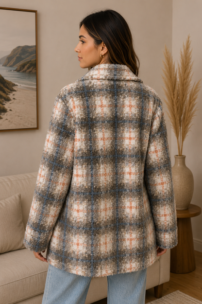Women's Collar three button brown Pink Jacket Coat