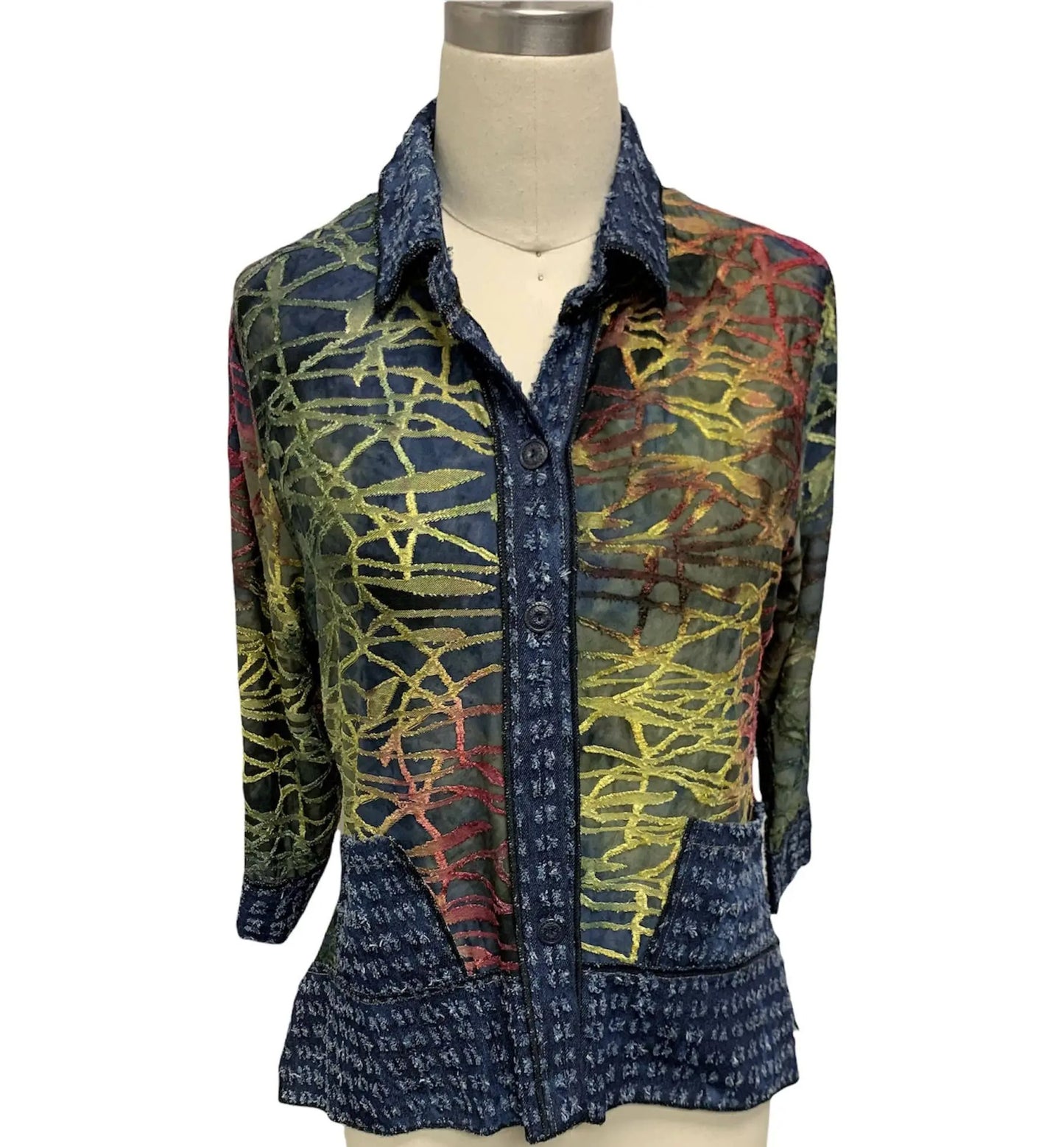 Women's Multi-Color Abstract Print Button-Front Tunic