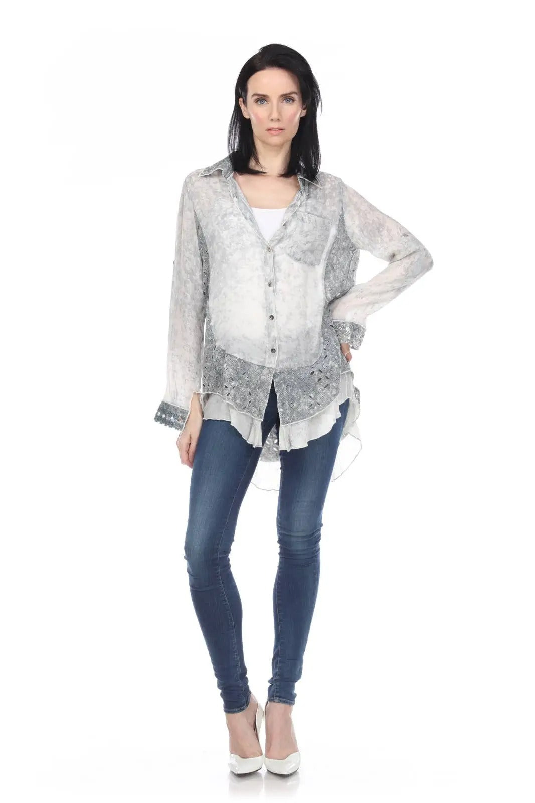 Women's Lace Button-Up Cardigan Blouse