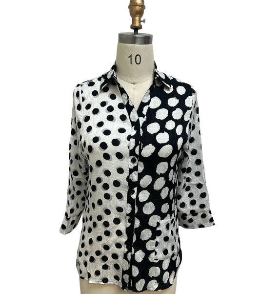Women's Polka Dot Button-Front Tunic