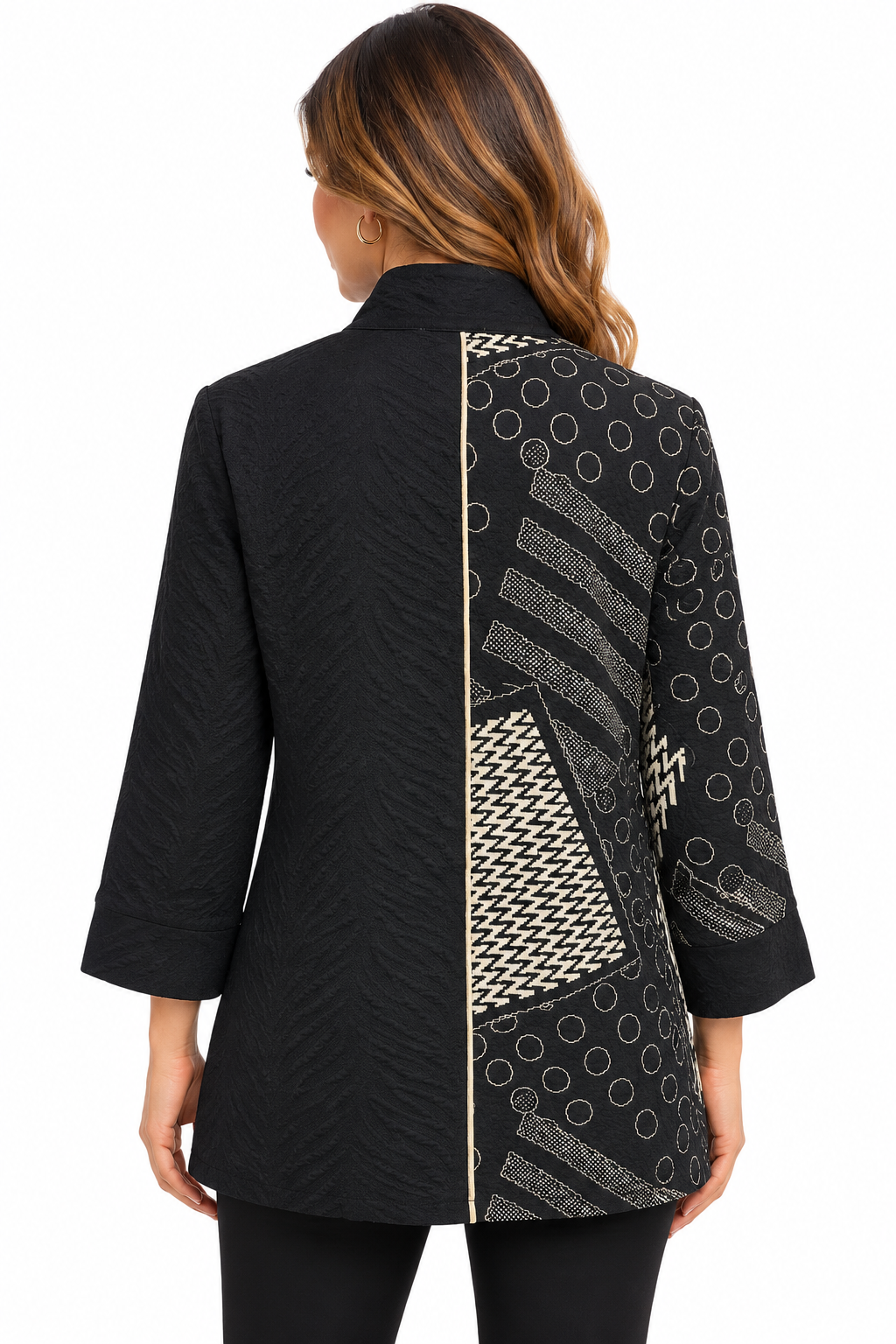 Women's Black and white Round neck three jacket