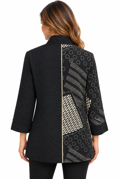 Women's Black and white Round neck three jacket