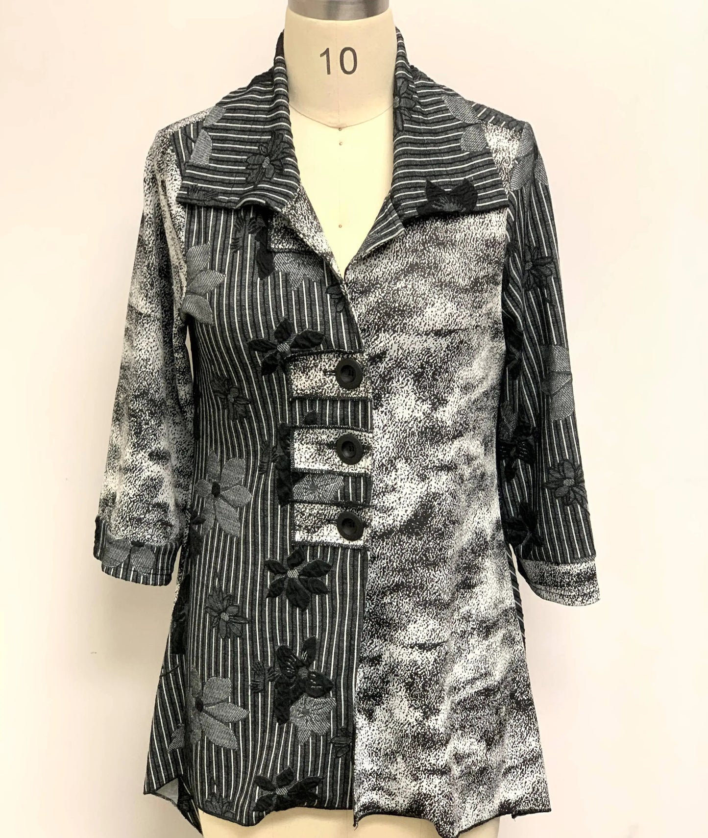 Women's Mixed Print Button-Front Coat Dress