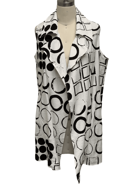 Women's Abstract Print Open Front Vest Cardigan