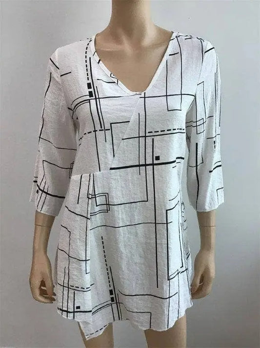 Women's Abstract Line Print Tunic Top