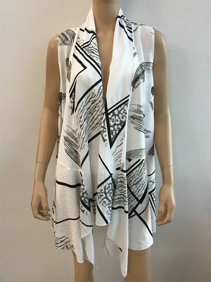 Women's Abstract Print Lightweight Open Front Cardigan